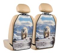 WZYWHJ Polar Bear Printed Car seat Anti Kick Storage pad 2 Pieces, Multi-Functional Storage Bag seat Protector After Installation