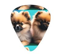 Wzywhj Pomeranians Puppies And Point Pattern Guitar Pick Easy Grip Uke Picks For Your Bass, Ukulele, Acoustic And Electric Guitar,12 Piece