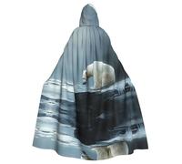 WZYWHJ Poor polar bear looking at ice Picture aldult Quality Cosplay Poncho Hooded Cloak for men and women Halloween