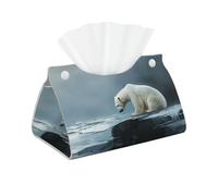 WZYWHJ Poor polar bear looking at ice Picture Decorative storage box with rectangular leather tissue bag and bracket base