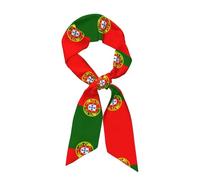 WZYWHJ Portuguese flag Pattern Women's long strip silk scarf, soft and silky satin headscarf