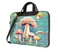 WZYWHJ Pretty little mushrooms Prints Laptop Bag - with Soft Interior, Multiple Pockets - Ideal for Men, Travel and Business, Black, 14 inch