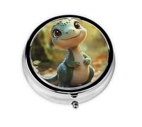 WZYWHJ Primitive Animals Pattern Circular Medicine Box Storage, Portable Travel with compartments, mini Pill Dispenser