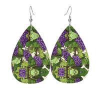 WZYWHJ purple and green grapes Picture Ladies' leather earrings, simple water droplet pendant, fashionable holiday gift