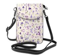 WZYWHJ purple lavender colored flowers Picture Women's leather phone bag crossbody package with adjustable shoulder strap