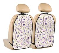 WZYWHJ Purple Lavender Colored Flowers Printed Car seat Anti Kick Storage pad 2 Pieces, Multi-Functional Storage Bag seat Protector After Installation