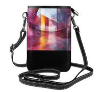 WZYWHJ Quantum Cube Pattern Women's leather phone bag crossbody package with adjustable shoulder strap