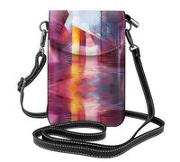 WZYWHJ Quantum Cube Picture Leather Crossbody Flap Phone Bag - Versatile Gift for Women Walking, Camping, Shopping, and Travel