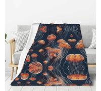 WZYWHJ Quantum Jellyfish Swarm Pattern Thick flannel blanket 80x60in double-sided flannel vertical soft sofa blanket