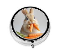 WZYWHJ Rabbit Eating Carrots Pattern Circular Medicine Box Storage, Portable Travel with compartments, mini Pill Dispenser