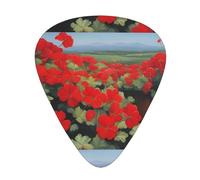 Wzywhj Red Geranium Potted Plant Pattern Guitar Pick Easy Grip Uke Picks For Your Bass, Ukulele, Acoustic And Electric Guitar，12 Piece