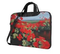 WZYWHJ Red Geranium Potted Plant Pattern Ultra-thin portable single-shoulder laptop bag 15.6 inch computer accessories soft shockproof for laptops