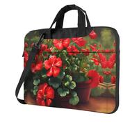 WZYWHJ Red geraniums Pattern Ultra-thin portable single-shoulder laptop bag 15.6 inch computer accessories soft shockproof for laptops