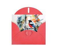 WZYWHJ Red Holiday Greeting Card 6x4 in with Envelope for Christmas, Birthday, Valentine's Day, Party Invitation Cute Magpie Printed