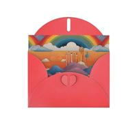 WZYWHJ Red Holiday Greeting Card 6x4 in with Envelope for Christmas, Birthday, Valentine's Day, Party Invitation Strange Rainbow Picture