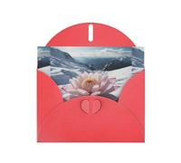 WZYWHJ Red Holiday Greeting Card 6x4 in with Envelope for Christmas, Birthday, Valentine's Day, Party Invitation Snow lotus on the snow mountain Printed