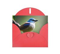 WZYWHJ Red Holiday Greeting Card 6x4 in with Envelope for Christmas, Birthday, Valentine's Day, Party Invitation Ethereal nightingale bird Picture