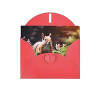 WZYWHJ Red Holiday Greeting Card 6x4 in with Envelope for Christmas, Birthday, Valentine's Day, Party Invitation Cute squirrel Printed