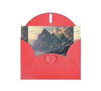 WZYWHJ Red Holiday Greeting Card 6x4 in with Envelope for Christmas, Birthday, Valentine's Day, Party Invitation Vast mountains and seas Printed