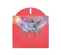 WZYWHJ Red Holiday Greeting Card 6x4 in with Envelope for Christmas, Birthday, Valentine's Day, Party Invitation Bird in flight Printed