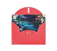 WZYWHJ Red Holiday Greeting Card 6x4 in with Envelope for Christmas, Birthday, Valentine's Day, Party Invitation Colorful Rivers Printing