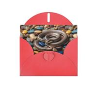 WZYWHJ Red Holiday Greeting Card 6x4 in with Envelope for Christmas, Birthday, Valentine's Day, Party Invitation Snake on colored stones Printed