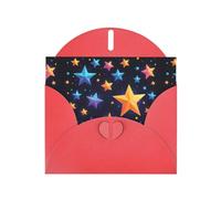 WZYWHJ Red Holiday Greeting Card 6x4 in with Envelope for Christmas, Birthday, Valentine's Day, Party Invitation Shining stars in the night sky Printed