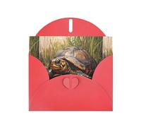 WZYWHJ Red Holiday Greeting Card 6x4 in with Envelope for Christmas, Birthday, Valentine's Day, Party Invitation The turtle crawling into the swamp Printed