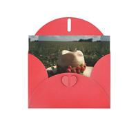 WZYWHJ Red Holiday Greeting Card 6x4 in with Envelope for Christmas, Birthday, Valentine's Day, Party Invitation Wild strawberries in a straw hat Printed