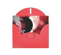 WZYWHJ Red Holiday Greeting Card 6x4 in with Envelope for Christmas, Birthday, Valentine's Day, Party Invitation Tai Chi Abstract Pattern Printing