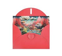 WZYWHJ Red Holiday Greeting Card 6x4 in with Envelope for Christmas, Birthday, Valentine's Day, Party Invitation Mountains and seas Printed