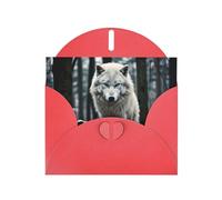 WZYWHJ Red Holiday Greeting Card 6x4 in with Envelope for Christmas, Birthday, Valentine's Day, Party Invitation A Lone Wolf Printing