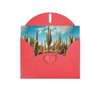 WZYWHJ Red Holiday Greeting Card 6x4 in with Envelope for Christmas, Birthday, Valentine's Day, Party Invitation The territory of the cactus Printed