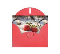 WZYWHJ Red Holiday Greeting Card 6x4 in with Envelope for Christmas, Birthday, Valentine's Day, Party Invitation Small strawberries on the snow Printed