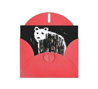 WZYWHJ Red Holiday Greeting Card 6x4 in with Envelope for Christmas, Birthday, Valentine's Day, Party Invitation Children Drawing Bears Pattern