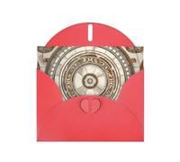 WZYWHJ Red Holiday Greeting Card 6x4 in with Envelope for Christmas, Birthday, Valentine's Day, Party Invitation Classical circular pattern Picture