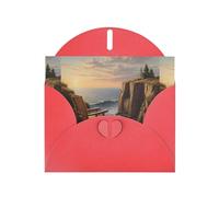 WZYWHJ Red Holiday Greeting Card 6x4 in with Envelope for Christmas, Birthday, Valentine's Day, Party Invitation Looking out to sea Printed