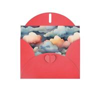 WZYWHJ Red Holiday Greeting Card 6x4 in with Envelope for Christmas, Birthday, Valentine's Day, Party Invitation Fantastic colorful clouds Prints