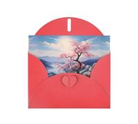WZYWHJ Red Holiday Greeting Card 6x4 in with Envelope for Christmas, Birthday, Valentine's Day, Party Invitation Plum blossoms on snowy mountains Printed