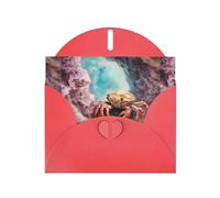 WZYWHJ Red Holiday Greeting Card 6x4 in with Envelope for Christmas, Birthday, Valentine's Day, Party Invitation Small crab under the rocks Printed