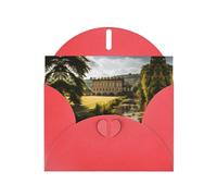 WZYWHJ Red Holiday Greeting Card 6x4 in with Envelope for Christmas, Birthday, Valentine's Day, Party Invitation Chatsworth Estate Pattern