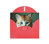 WZYWHJ Red Holiday Greeting Card 6x4 in with Envelope for Christmas, Birthday, Valentine's Day, Party Invitation Sad Kitten Printing