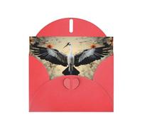 WZYWHJ Red Holiday Greeting Card 6x4 in with Envelope for Christmas, Birthday, Valentine's Day, Party Invitation Cranes showing flight Printing