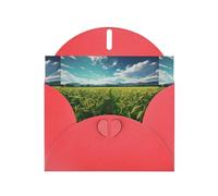 WZYWHJ Red Holiday Greeting Card 6x4 in with Envelope for Christmas, Birthday, Valentine's Day, Party Invitation Lush green wheat fields Printed
