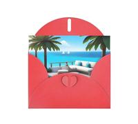 WZYWHJ Red Holiday Greeting Card 6x4 in with Envelope for Christmas, Birthday, Valentine's Day, Party Invitation Love Island on the S Picture