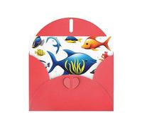 WZYWHJ Red Holiday Greeting Card 6x4 in with Envelope for Christmas, Birthday, Valentine's Day, Party Invitation sea water animals Printing