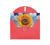WZYWHJ Red Holiday Greeting Card 6x4 in with Envelope for Christmas, Birthday, Valentine's Day, Party Invitation Sunflowers in the rising sun Printed