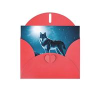 WZYWHJ Red Holiday Greeting Card 6x4 in with Envelope for Christmas, Birthday, Valentine's Day, Party Invitation Wolf on snowy mountain Printing