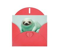 WZYWHJ Red Holiday Greeting Card 6x4 in with Envelope for Christmas, Birthday, Valentine's Day, Party Invitation animal sloth mint green Pattern