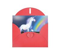 WZYWHJ Red Holiday Greeting Card 6x4 in with Envelope for Christmas, Birthday, Valentine's Day, Party Invitation Unicorn Printing